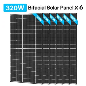 Renogy 6pcs 320W Solar Panel 24V, 18BB N-Type 25% High Efficiency, Monocrystalline for Power Station Generator, RV, SUV, Truck, Camping, Home, Off Grid
