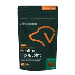 VetriScience Ultimate Strength Healthy Hip & Joint Glucosamine Supplement Chew for Dogs, Duck, 30 Count Bag